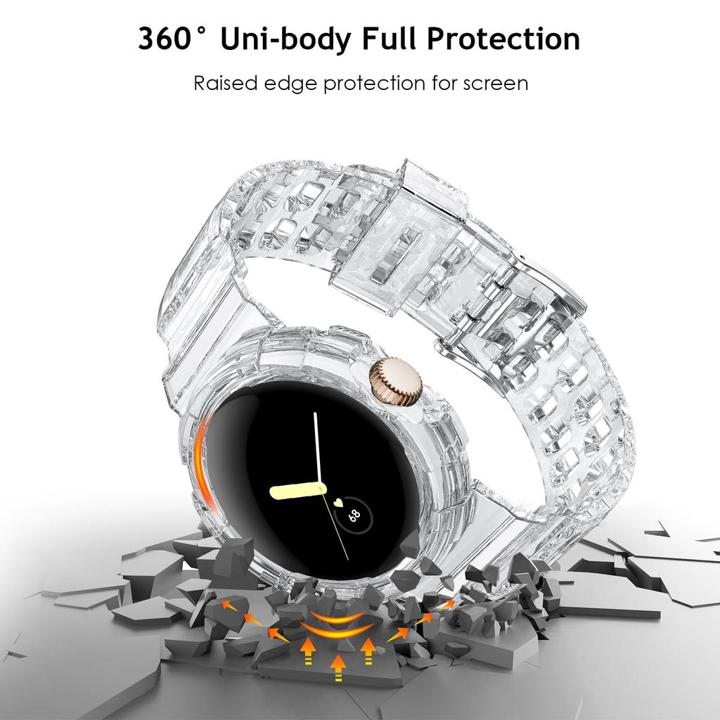 Transparent Case+strap For Google Pixel Watch 4 3 2 41mm Accessories Sport Smartwatch Soft TPU Bracelet Correa Pixel Watch Band