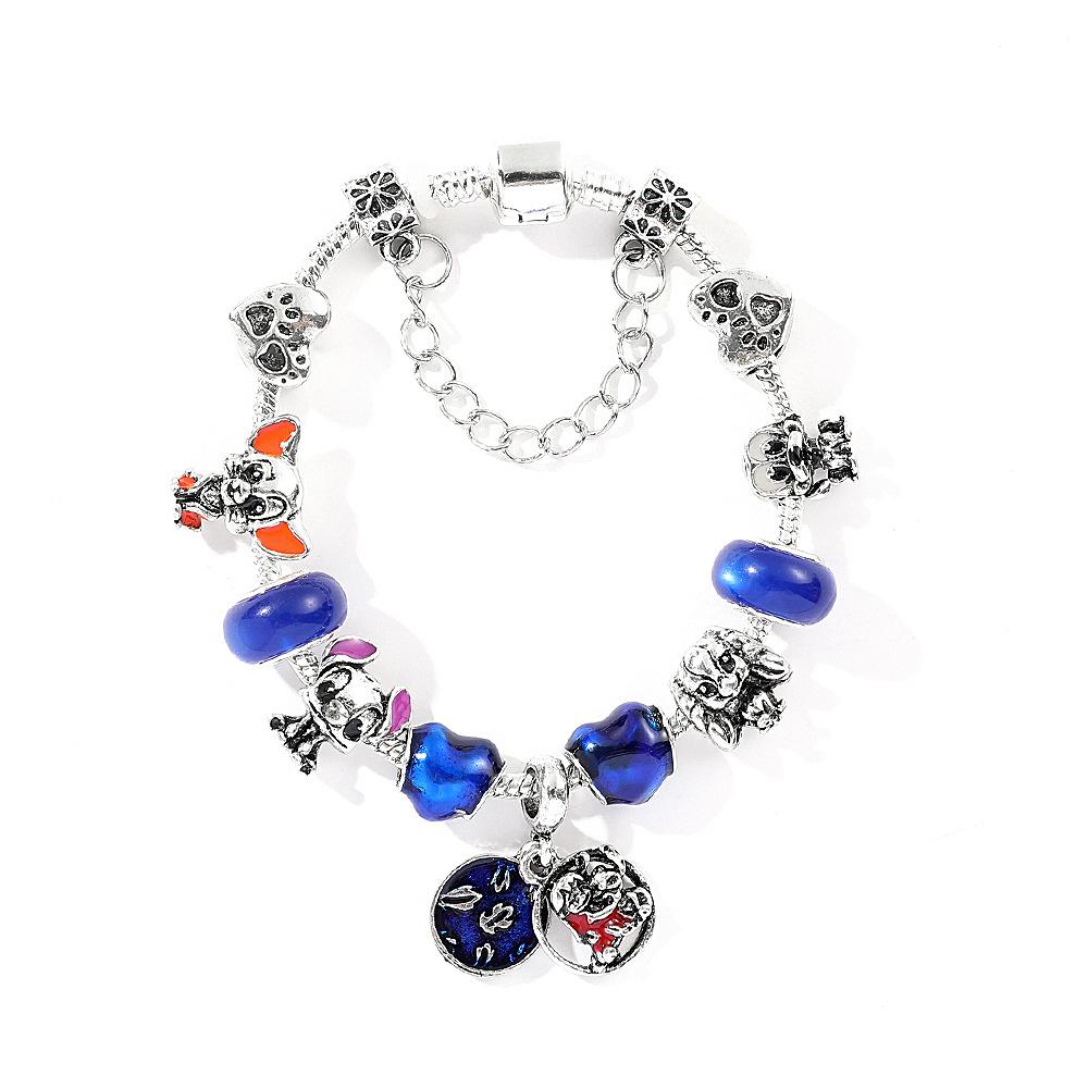 Lilo & Stitch Cartoon Zinc Alloy Bracelet, -style DIY Beaded Cross-border Jewelry, New Viral Adjustable Couple Bracelet