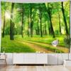Sunshine Forest Tapestry Natural Landscape Wall Hanging Hippie Home Living Room Bedroom Background Cloth Poster Blanket
