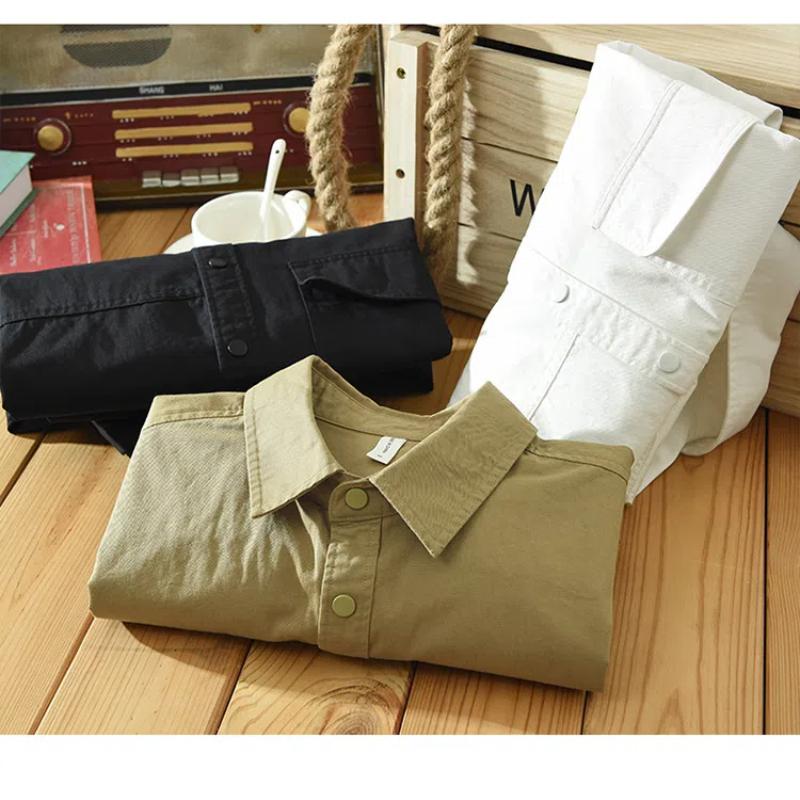 Japanese Style Cargo Shirts for Men New Fashion Casual Long Sleeve 100% Cotton Mens Shirts Spring and Autumn Streetwear Loose Tops Youth