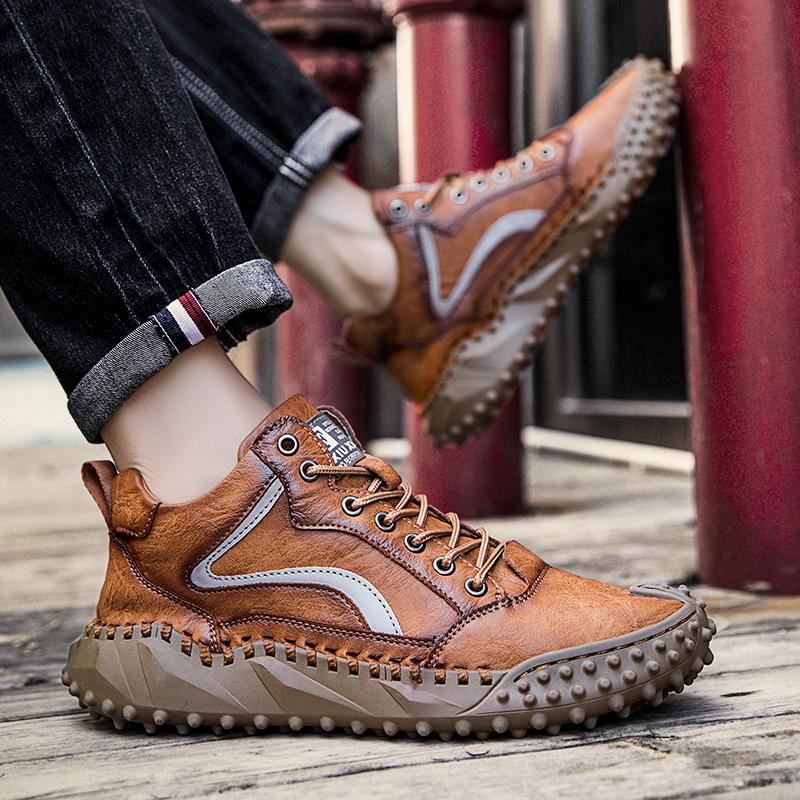 Spring /fall Handmade Leather Boots Men Shoes Comfortable Ankle Boots for Men Casual Shoes Large Size Tooling Shoes