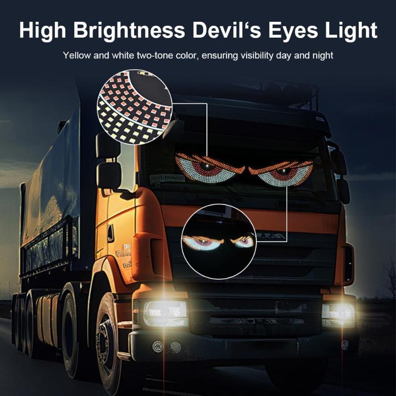 2PCS Devil Eyes Light for Cars Windshield LED Matrix Pixel Panel Display Evil Eyes LED Screen Animated Dynamic for SUV Truck