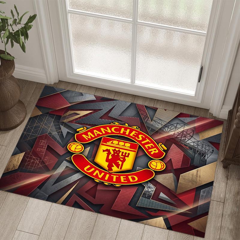 Tappeto in Velluto di Cristallo Design Manchester United Accogliente Non?Tappeto Stampato Antiscivolo per Camera da Letto Soggiorno Ingresso