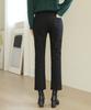 Ppaeppae Fleece-Lined Inner Elastic Black Straight Cotton Pants