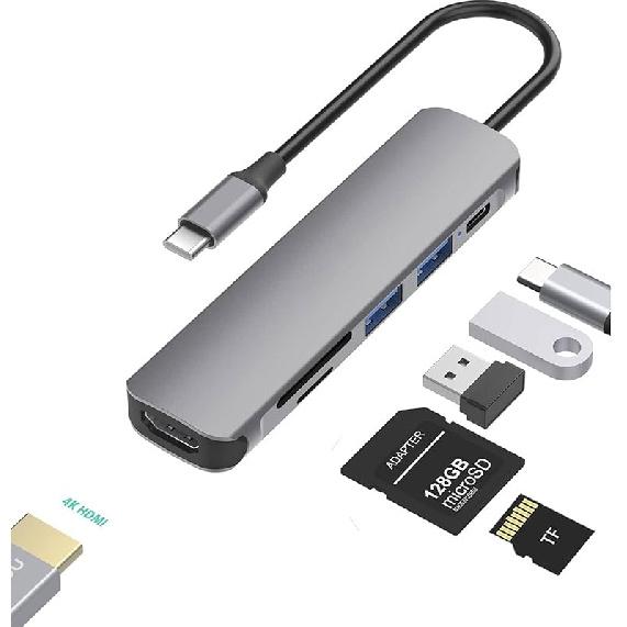USB C Hub USB C To HDMI MultiPort Adapter for MacBook Pro, 7 In 1 Dongle with 4K HDMI/100W PD/USB 3.0 & 2.0/ SD/TF Card Reader Compatible for MacBook