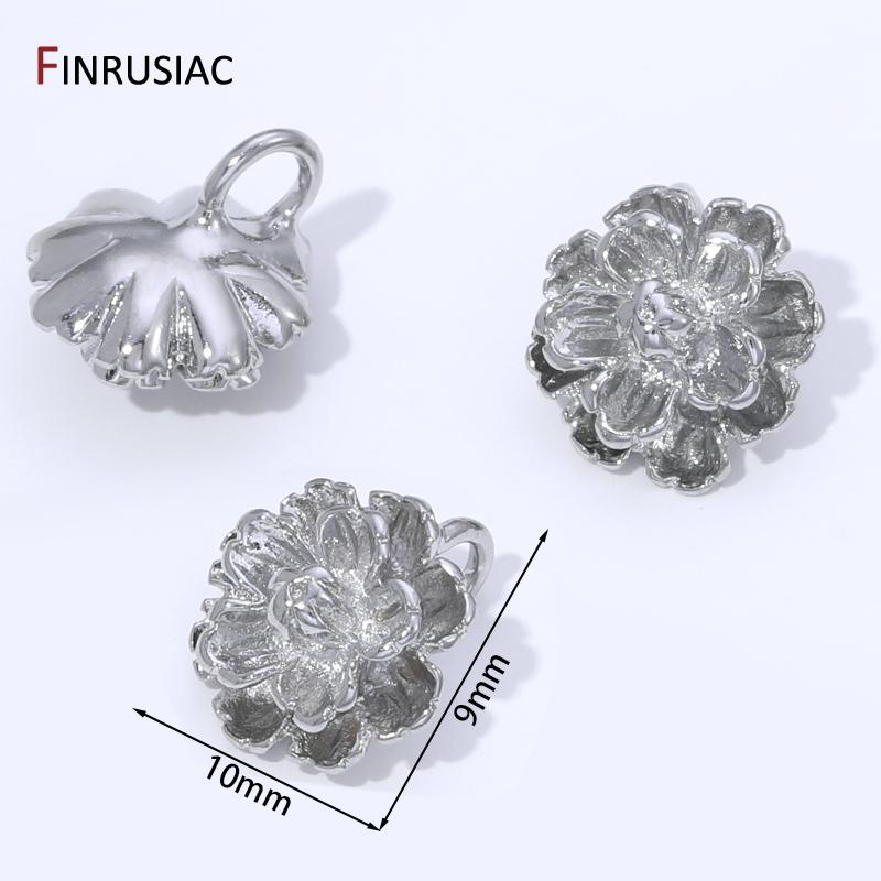 14K Gold Plated Brass Flower Shape Charms Pendant For Jewelry,Blooming Floral Charms For DIY Bracelet Earrings Accessories