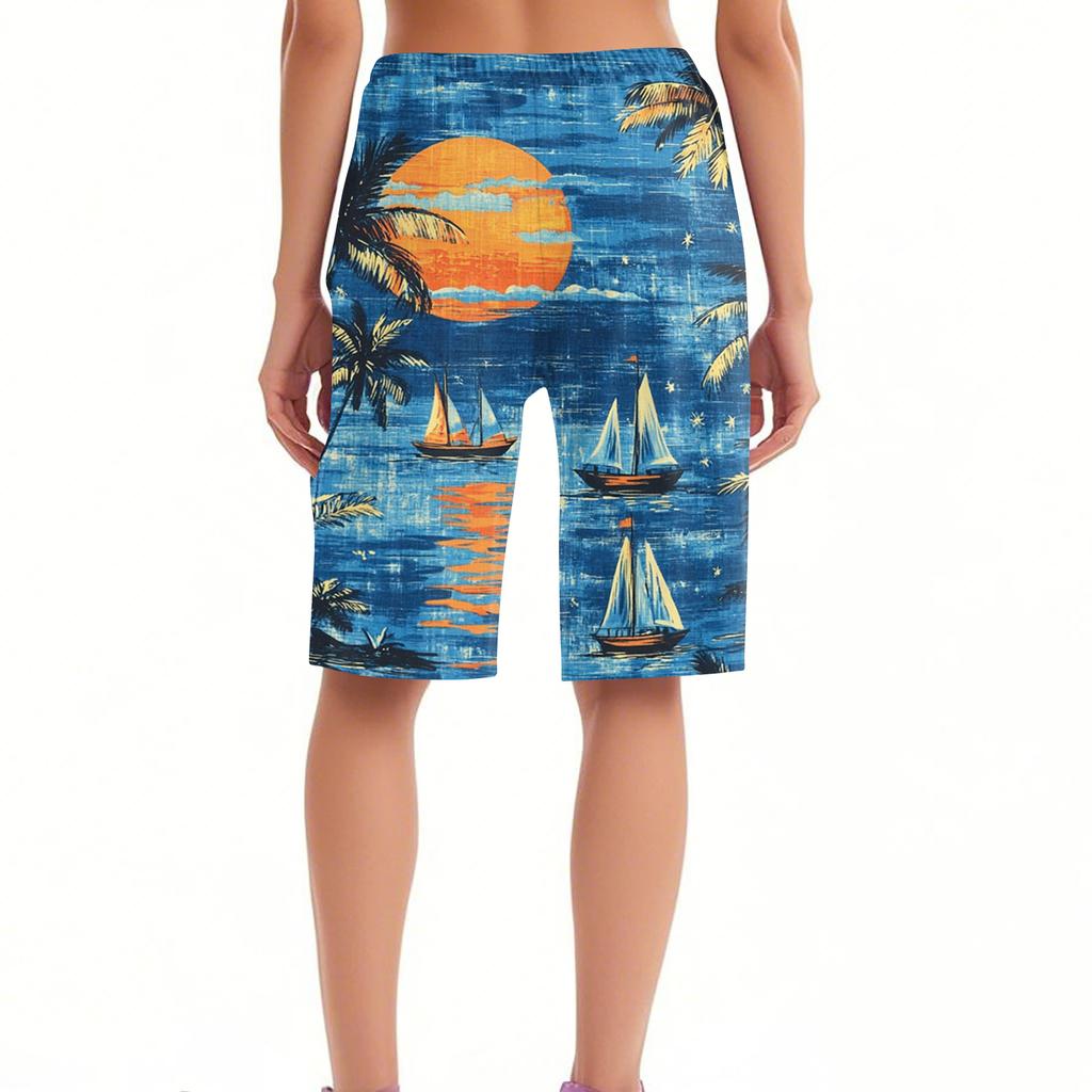 Women Drawstring Waist Hawaiian Floral Print Shorts Relaxed Fit Casual Lightweight Summer Beachwear for Outdoor Activities