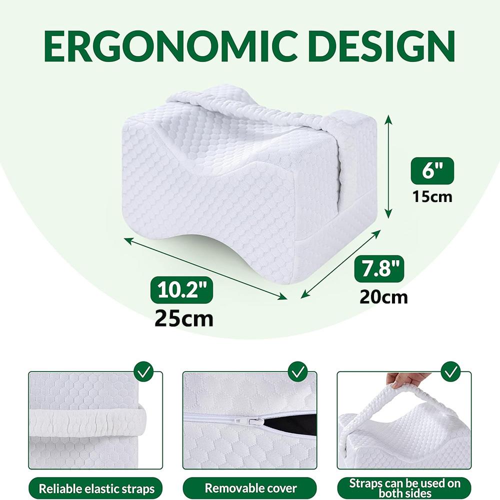 Knee Pillow for Side Sleepers with Straps Soft Memory Foam Leg Knee Pillow for Hip Pain Back Pain Knee Support Pillow