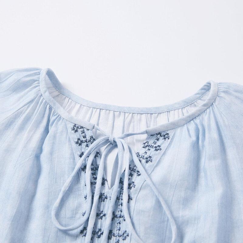 Xiangying Women's Embroidered Lightweight Two-Piece Skirt Set