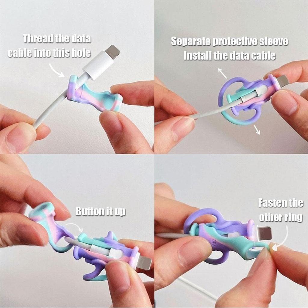 1 Stück 2-in-1 Datenkabel-Schutzhülle, Niedlicher Silikon-Datenkabelaufwickler, Universelle Mini-Datenkabel-Schutzhülle.