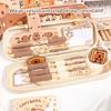 Cartoon  Pencil Case Large Capacity Plastic Pencil Bag Multifunctional Pen Organiser For Pen Markers School Supplies