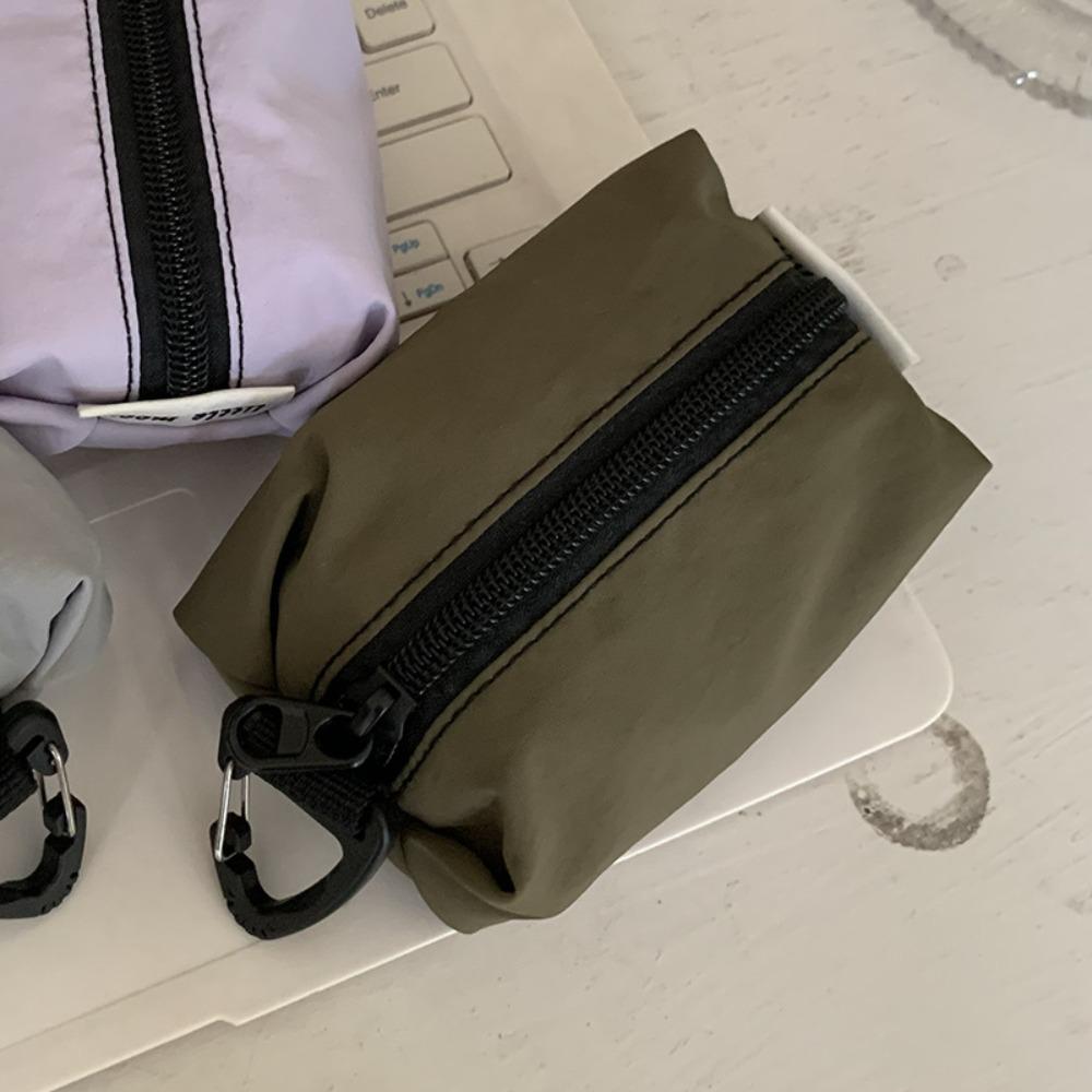 

Korean Style Zipper Small Item Bag Solid Color Cosmetic Bag Square Nylon Cloth Coin Purse Women темно-зеленого