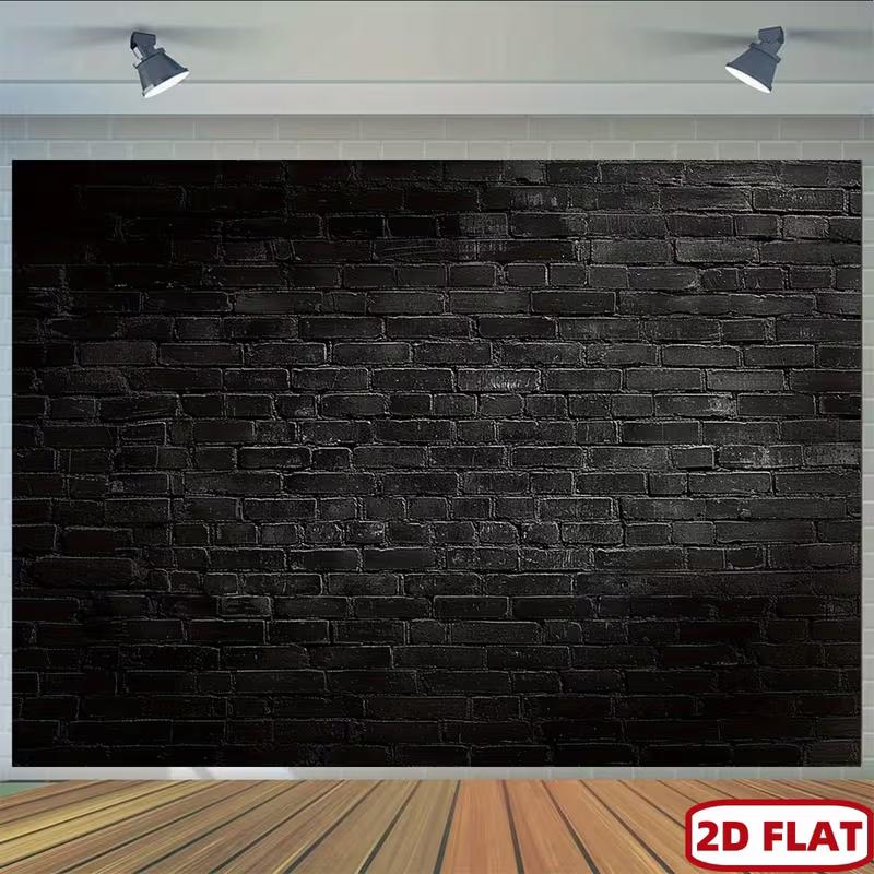 2D Flat Printing Black Brick Wall Backdrop for Studio Photography