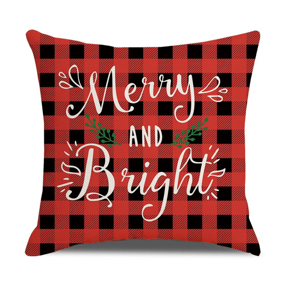 Christmas Pillow Cover Letter Christmas Tree Sofa Pillow Cover Peach Skin Cushion Home Supplies