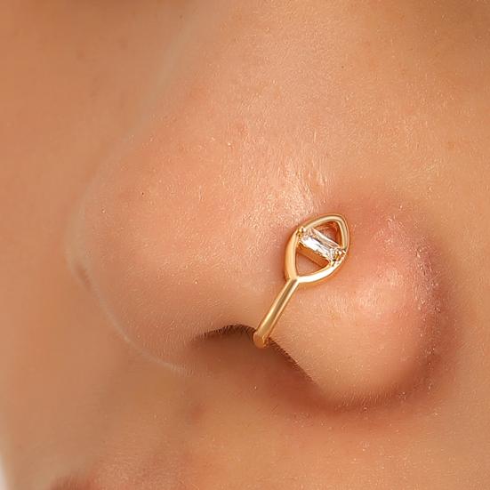 5 Pcs Nose Ring Hoops for Women Geometry Heart Rhinestone U Shaped