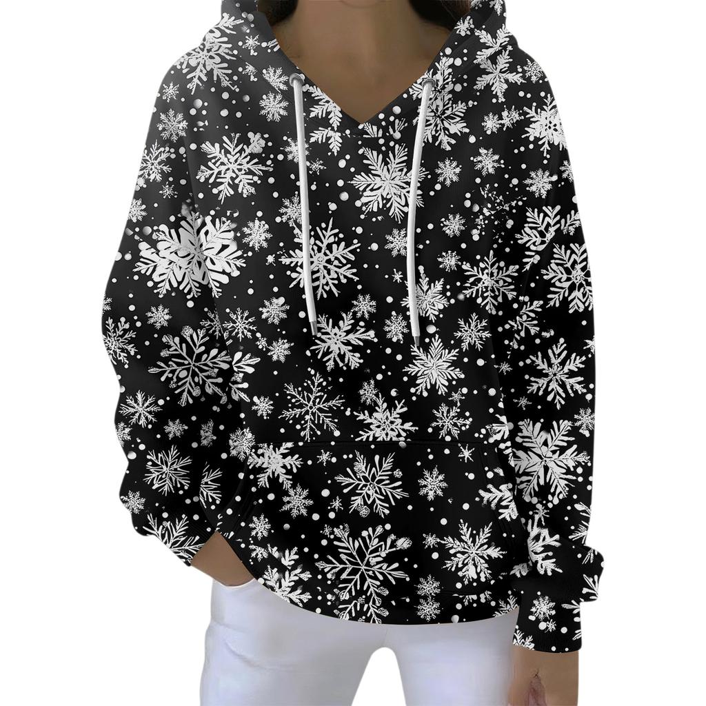 Women's Fashion Casual Hooded Loose Printed Long Sleeve Sweatshirt