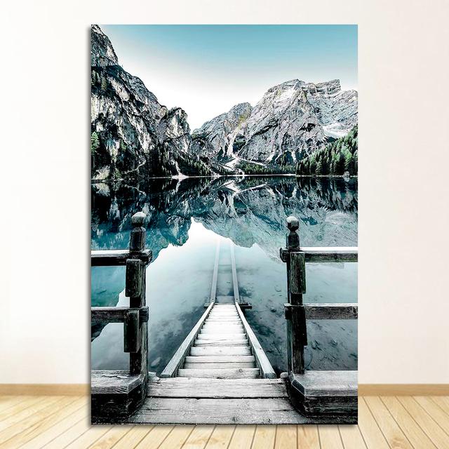 Poster Nordic Style Canvas Print Mountain Lake Painting Modern Scandinavian Home Decoration Wall Art Picture Nature Landscape