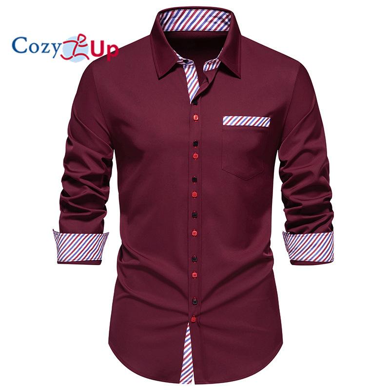 Cozy Up Men's Dress Shirts Long Sleeve Wrinkle-Resistant Casual Button Down Shirt