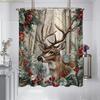 1pc Christmas Reindeer Print Waterproof Shower Partition Privacy Hanging Curtain with 12 Hooks, Multiple Sizes, Machine Washab