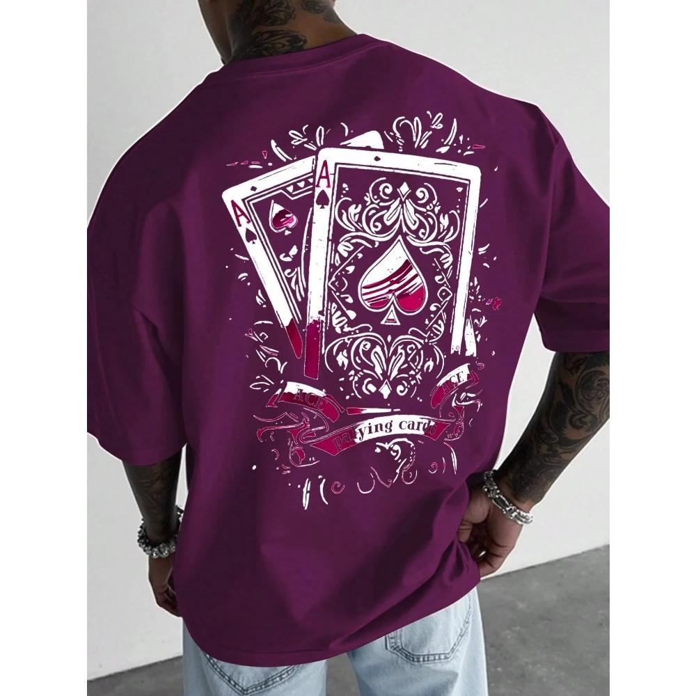 Summer Style Men's T-shirt Street Casual Fashion Comfortable Soft Breathable O-neck Short Sleeve 3D Playing Cards Print Pullover