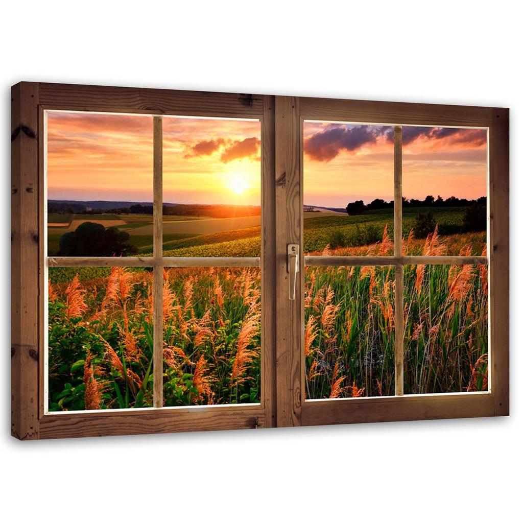 Canvas print, Window - view of meadow