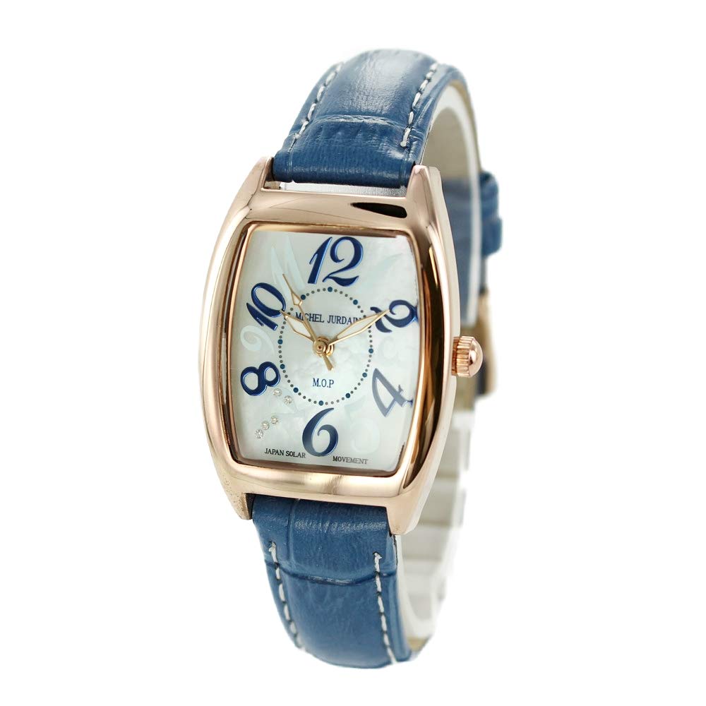 

Элегантные часы Solar Tonneau Diamond Rose Gold x Navy Cowhide Leather для взрослых [Michelle Jourdan] женские SL-2100-5 [Товар]