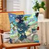 genshin impact venti Funny Pillow Case Antidustmite Pillowcase Invisible Zipper Silky Short Plush Sofa Cushion Cover