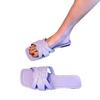 New Colored Flat-bottomed Slippers for Women, European and American Foreign Trade Square Head Breathable One-pedal Home Slippers for Women