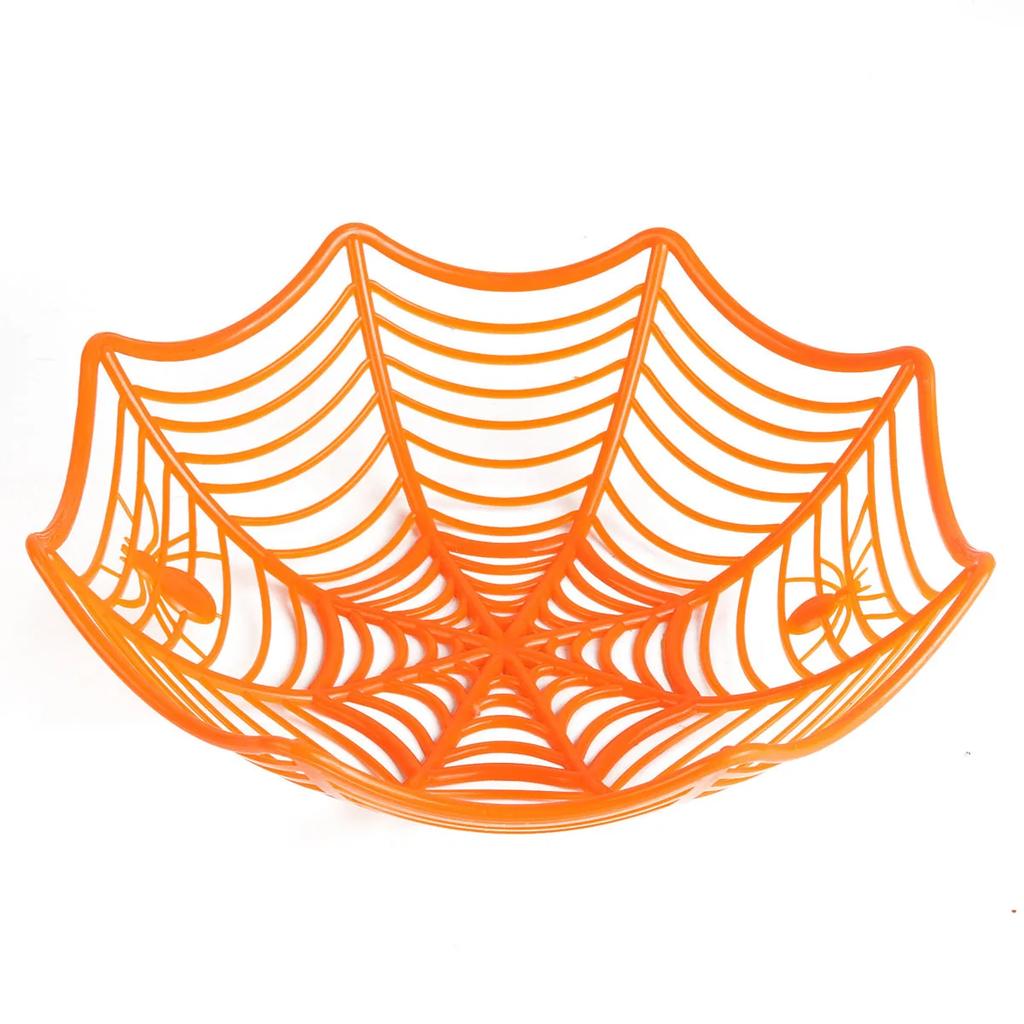 1pc-Halloween Candy Basket Spider Web Bowl Cookies Fruit Basket Trick or Treating Decorating Halloween