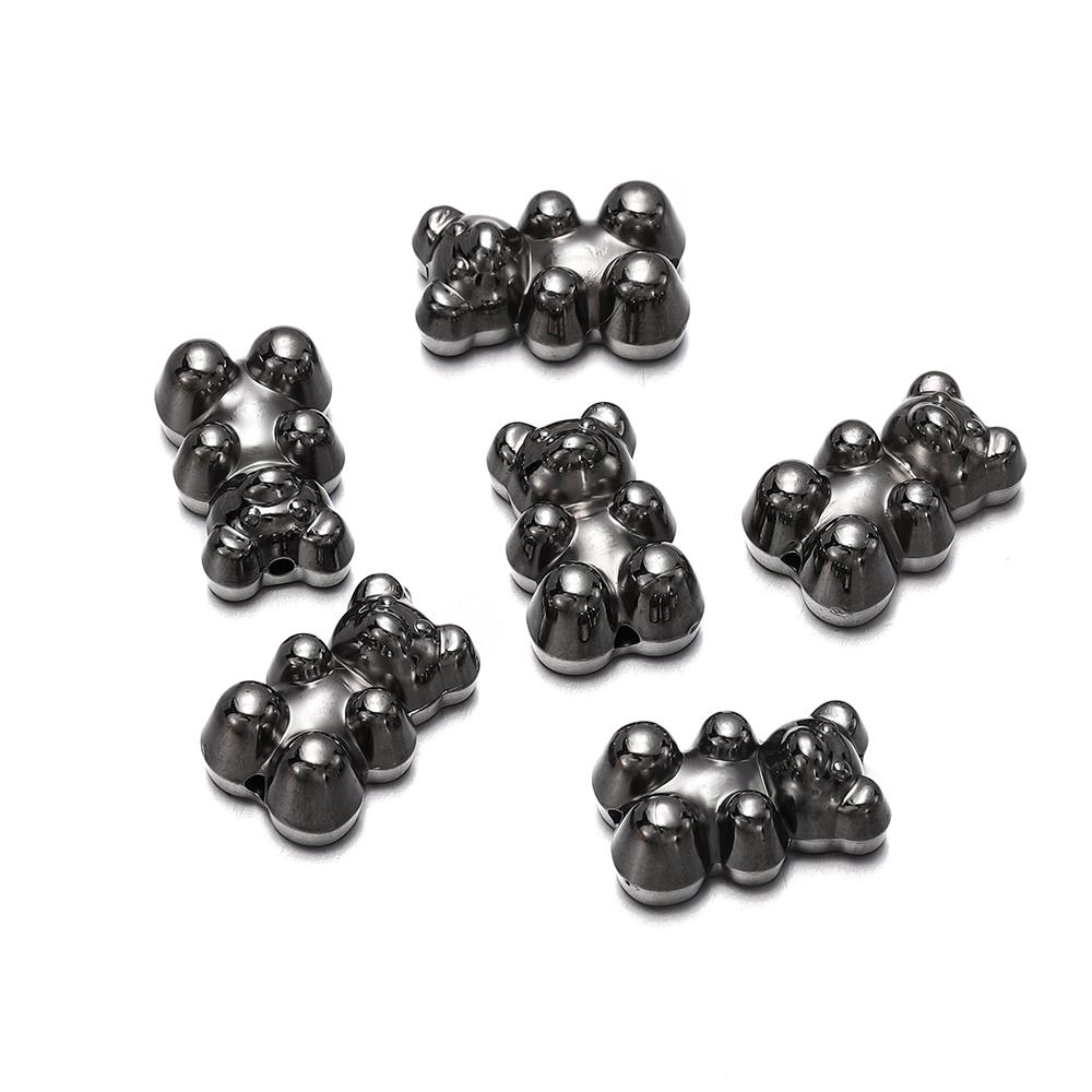 5Pcs/lot Metal Color Cute Bear Acrylic Beads Colorful Spacer Loose Bead for Necklace Bracelet Earrings Jewelry Making Supplies