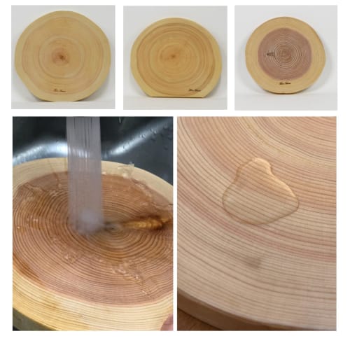 Cypress (Hinoki) Natural Solid Wood Cutting Board/Cooking Plate (24cm Diameter) - Beautiful AA