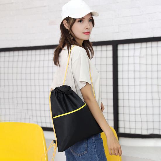 Gym Backpack Waterproof Drawstring Storage Bag with Shoulder Strings Large Capacity Sports Backpack for Travel Hiking Camping