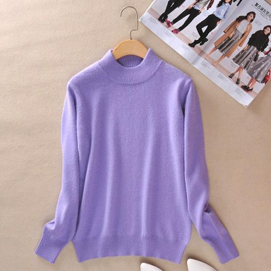 Women's Half-High Collar Spring/Autumn Knit Sweater Pullover