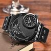 Brandneue OULM 9591 Herren 5cm Großes Zifferblatt Modeuhren Neue Marken Herrenuhr Dualzeit Lederarmband Lässige Quarz Uhr