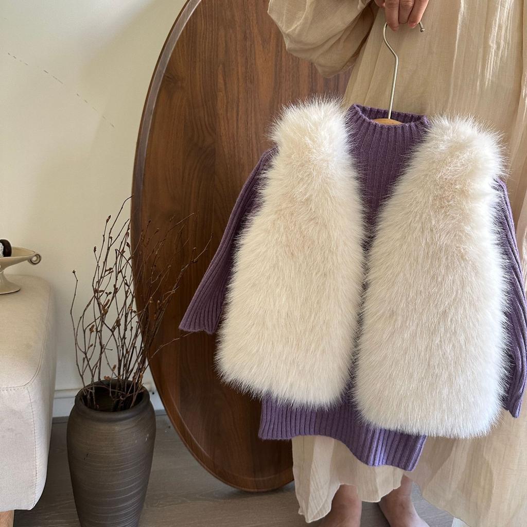 Winter Children's Clothing Girls' Solid Color Furry Vest Children's Waistcoat Baby Plush Fur Vest