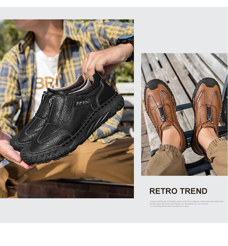 Herren Slip-On Freizeitschuhe Herbst 2025 - Weiche, Rutschfeste Sohle, Reißverschluss, Flacher Absatz, Atmungsaktiv