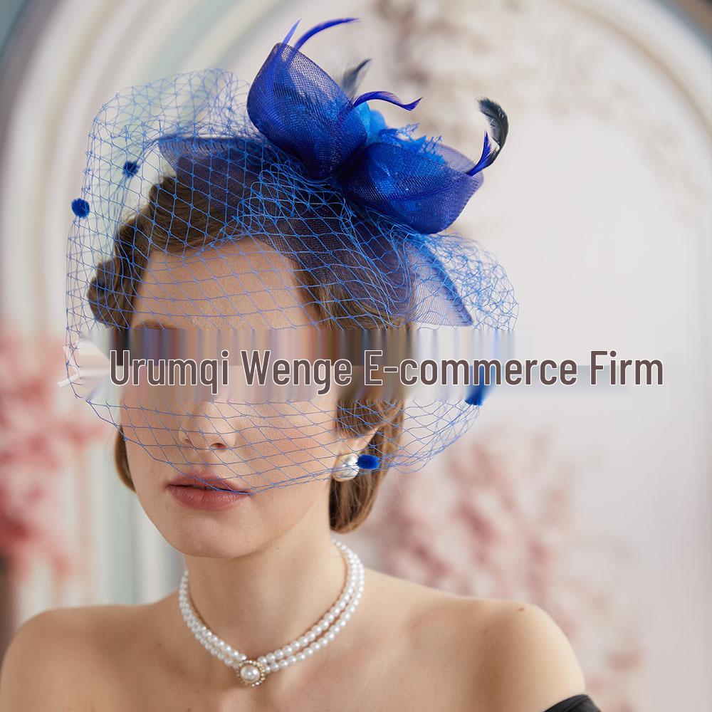 Bridal Feather & Tulle Petal Hairpiece with Veil