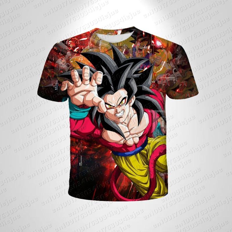 Japanese Anime Dragon Ball Z 3d Print Cute Kid Goku Sitting Sky All Over Print T-Shirt Fashion Kids Adults