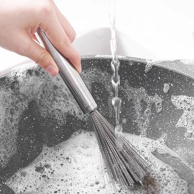 Stainless Steel Cleaning Brush Kitchen Rust Pot Cleaning Brush Super Strong Decontamination Brush Hangable Pan Bowl Brush
