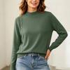 Women's Long Sleeve Turtleneck Sweater with Decorative Buttons, Casual Knit Pullover Layering Top