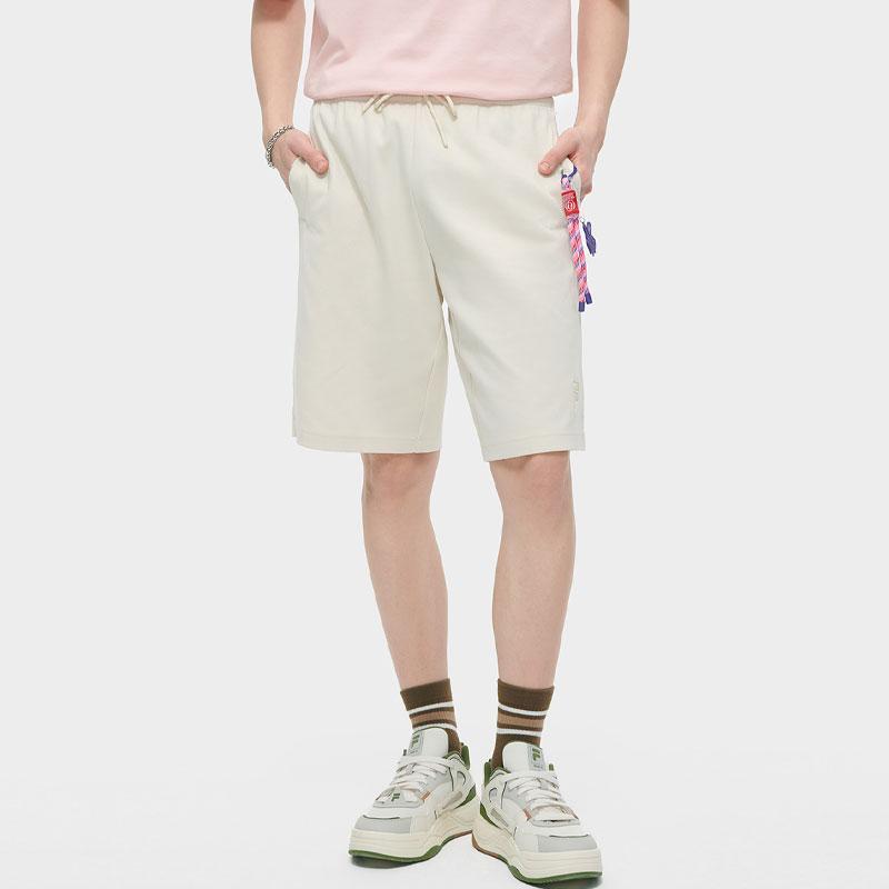 Fila Fusion FOB Logo Printed Knitted Straight Casual Shorts Unisex Shorts Off-White Beige T11U423603F-IV