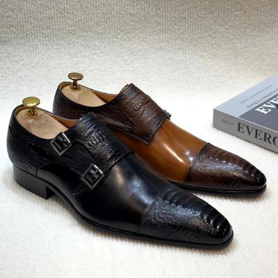 Herren Handgefertigte Braune Monk Schuhe Doppel Schnalle Echtes Rindsleder Luxus Hochzeit Business Formal Basic Herrenschuhe