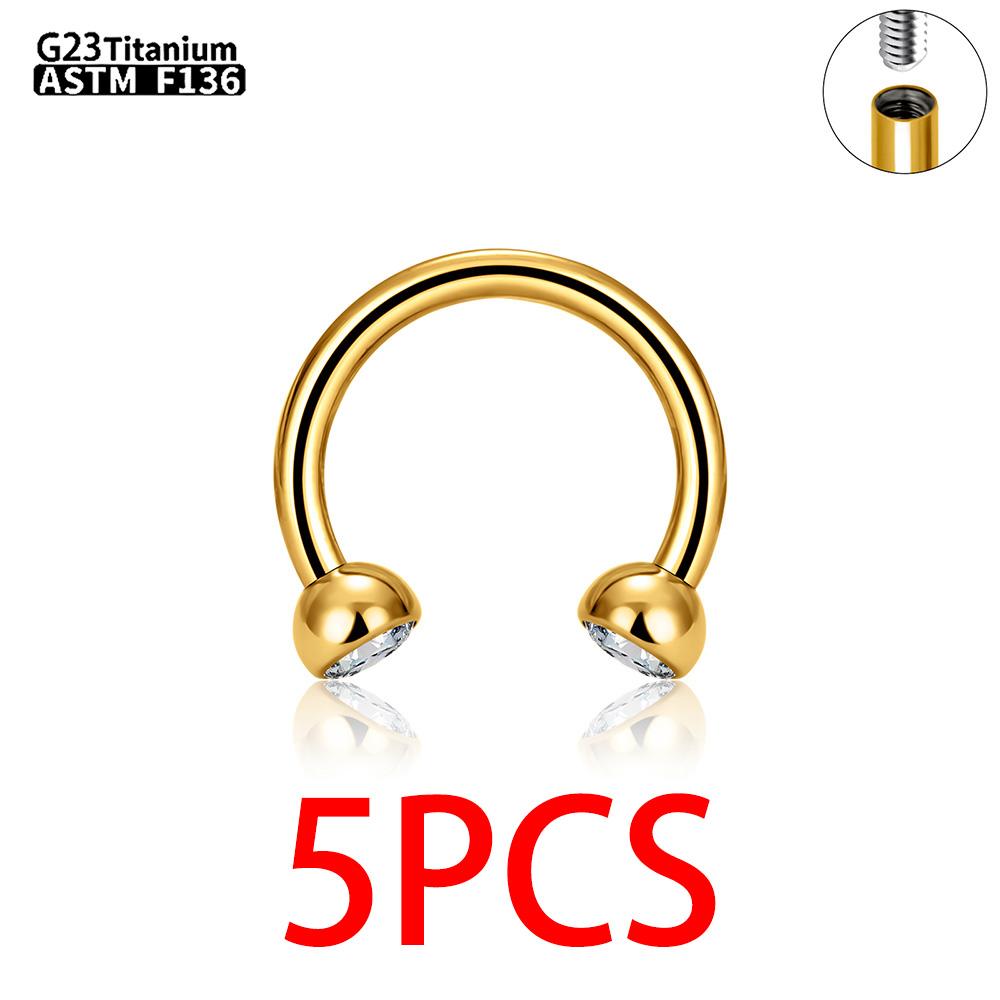 1/5/50Pcs G23 Titanium ASTM-F136 Piercings Nose Ring Internal Thread C Rod Zircon Body Jewelry For Women
