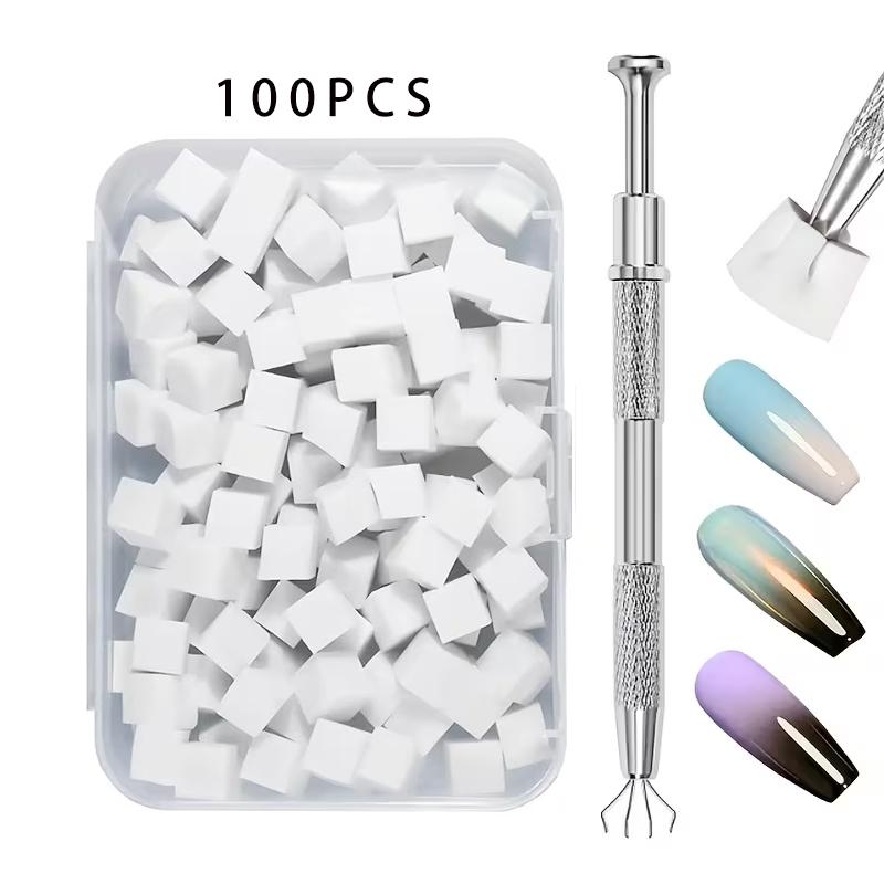 100/200pcs Sponge Gradient Nail Art Stamper Tools Gel Polish Color Gradient Brush Glitter Powder Dotting Pen For Manicure Tools