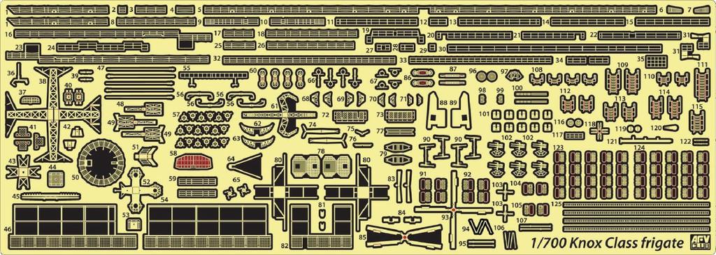 AFV CLUB Detail fregaty třídy Knox Up Sada dílů Plastové díly modelu AG35065 1/700 Fotoleptané (Loď)