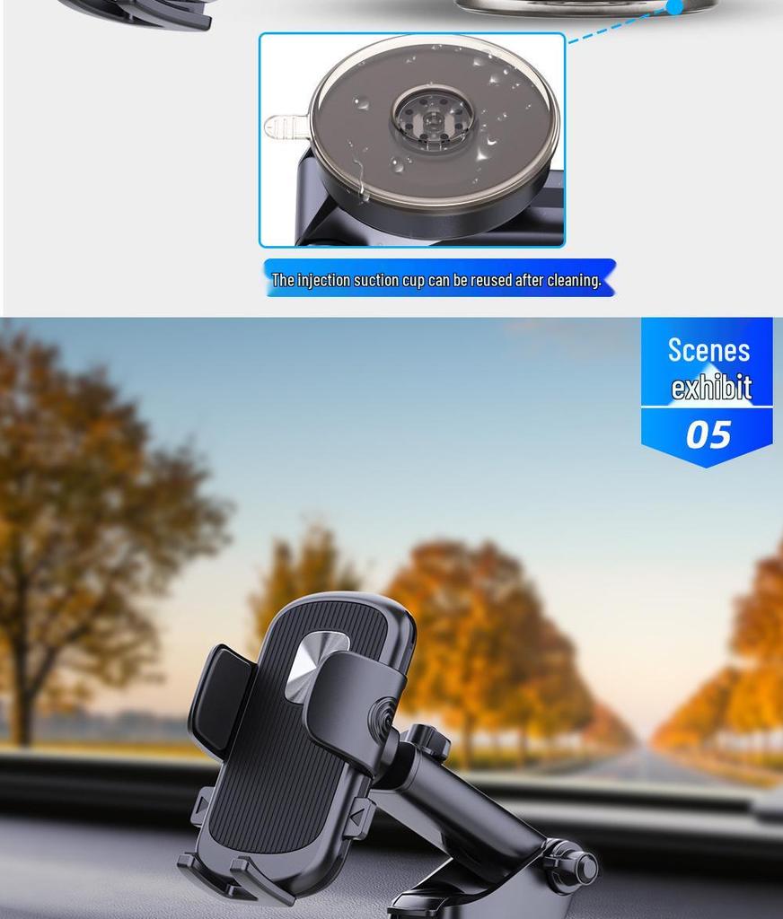 Universal Car Dashboard Phone Holder with Suction Cup and 360° Rotation