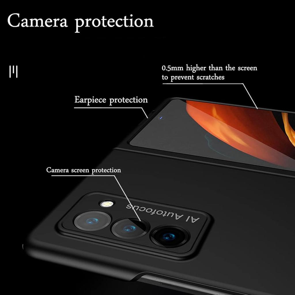 Case for Samsung Galaxy Z Fold 2 5G,Case with Glass Tempered Film,Ultra Thin Anti-Knock Combination Film Hard Matte Shockproof Protective Cover Shell