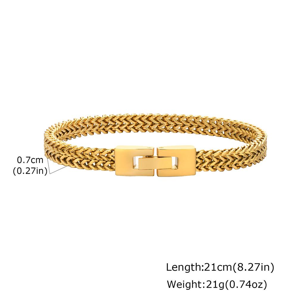 Gold Color Men's Chain Bracelet,Hiphop Stainless Steel Chunky Chain Wristband,Rock Punk Jewelry Gift for Dad Son BBF Him
