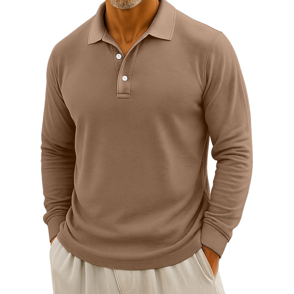 Men's Casual Solid Color Button Long Sleeve Top