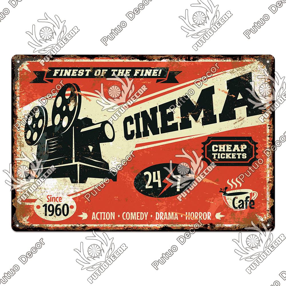 Decor Cinema Vintage Metal Plaque Metal Sign Tin Sign Iron Poster for Movie Theater Club Living Room Home Wall Decor